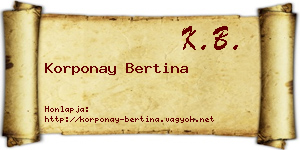 Korponay Bertina névjegykártya